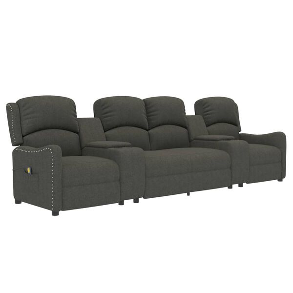 vidaXL 4-personers massagestol med kopholdere stof m&oslash;rkegr&aring;