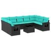 vidaXL havesofas&aelig;t med 10 hynder sort polyrattan