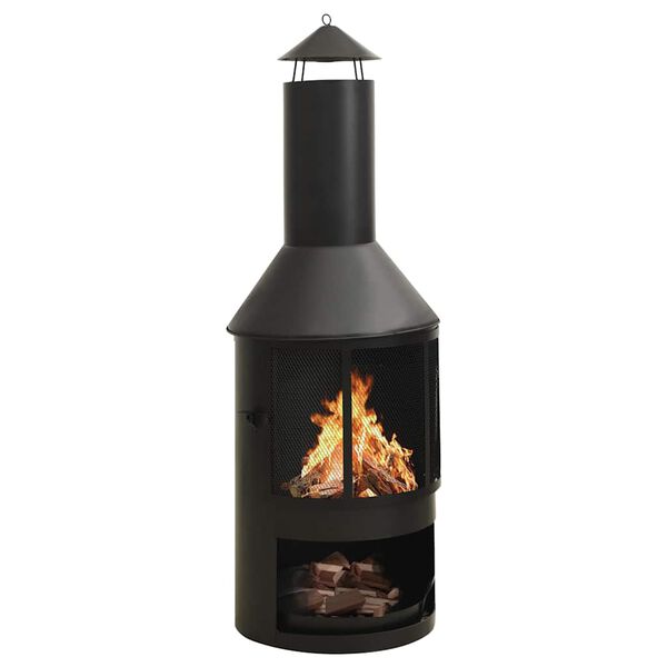 vidaXL havepejs med rist og ildrager 47x47x135,7 cm st&aring;l