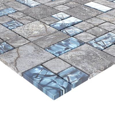 vidaXL mosaikfliser 11 stk. 30x30 cm glas grå og blå