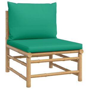 vidaXL midtermodul til havesofa med gr&oslash;nne hynder bambus