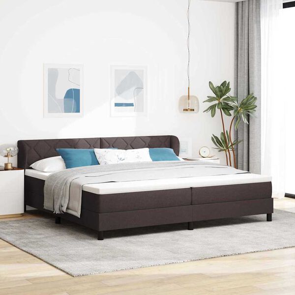 vidaXL Box spring seng med madras M&oslash;rk Brun 200 x 200 cm Stof
