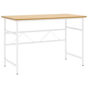 vidaXL computerbord 105x55x72 cm MDF metal hvid og lys egetr&aelig;sfarvet