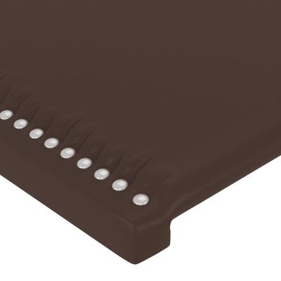 vidaXL sengegavl med LED-lys 203x16x118/128 cm kunstlæder brun