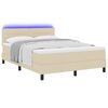 vidaXL Box spring seng med madras med LED Creme 160 x 200 cm Stof