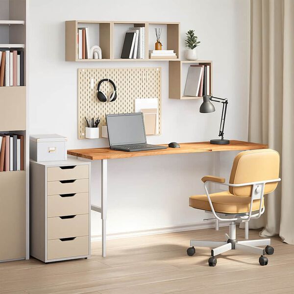 vidaXL bordplade 160x50x2,5 cm massivt egetr&aelig; rektangul&aelig;r lysebrun