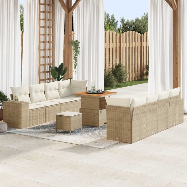 vidaXL Havesofa Sæt 11 pcs Beige polyrattan