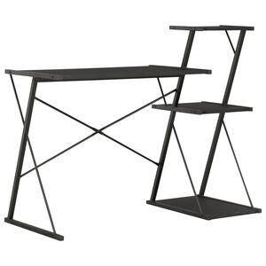 vidaXL skrivebord med hylde 116x50x93 cm sort
