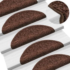 vidaXL trappem&aring;tter 15 stk. 56x17x3 cm brune halvrunde