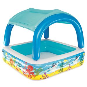 Bestway legebassin med baldakin 140 x 140 x 114 cm bl&aring; 52192