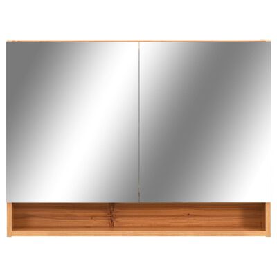 vidaXL badeværelsesskab med spejl + LED 80x15x60 cm MDF egetræsfarvet