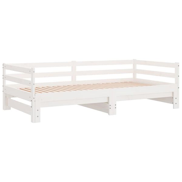 vidaXL daybed med udtr&aelig;k 2x(90x190) cm massivt fyrretr&aelig; hvid
