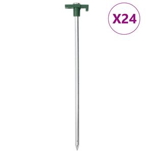 vidaXL teltpl&oslash;kker 24 stk. 25 cm 7 mm galvaniseret st&aring;l og PP