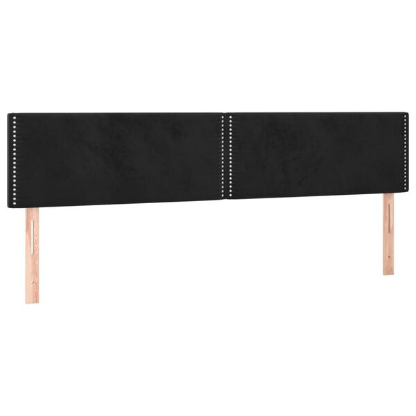 vidaXL sengegavl med LED-lys 160x5x78/88 cm velour sort