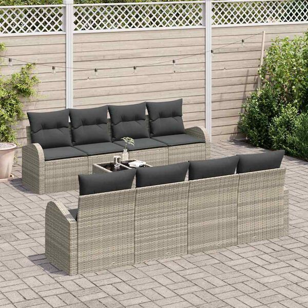 vidaXL Havesofa S&aelig;t Lysegr&aring; 55 x 55 x 37 cm polyrattan