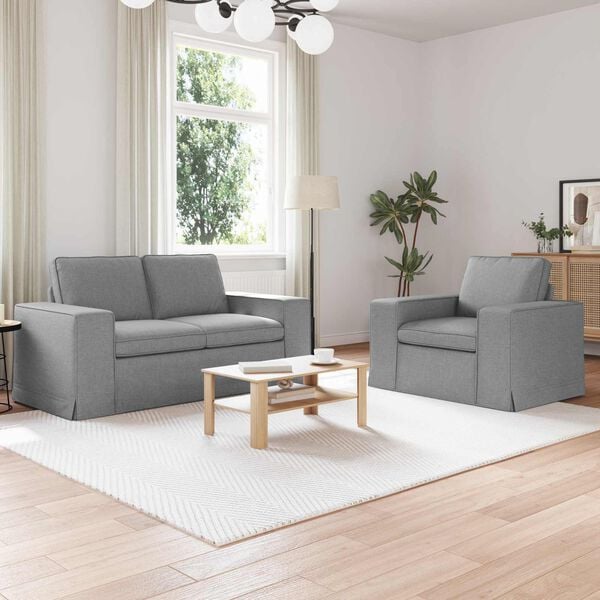 vidaXL Sofa 2 pcs Lysegr&aring;