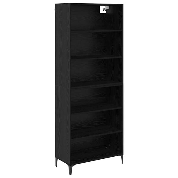 vidaXL Highboard Sort eg 69,5 x 34 x 180 cm Konstrueret tr&aelig;