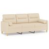 vidaXL 3-personers sofa med pyntepuder 180 cm stof cremefarvet