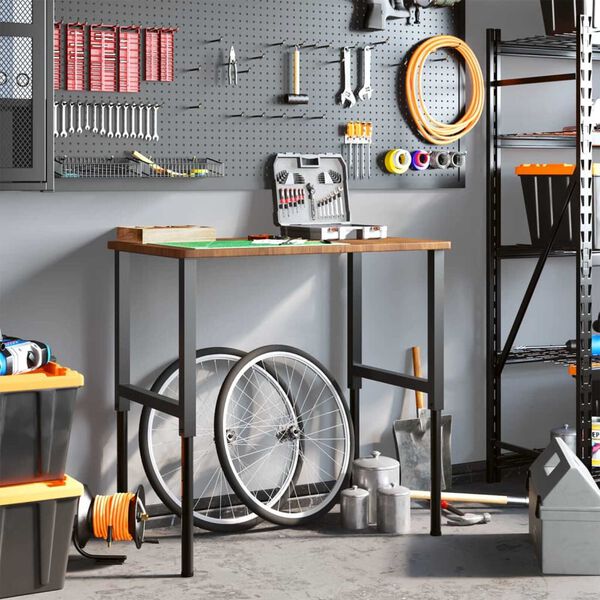 vidaXL arbejdsbænk 100x60x(71,5-98) cm massivt egetræ rektangulær