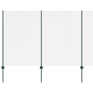 vidaXL K&aelig;de-link hegn med stolpe 10 x 1,5 m PVC-belagt st&aring;l Gr&oslash;n Mesh