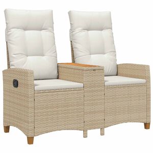 vidaXL Reclining Bench med Bord 2 -Seater 126 x 65 x 112 cm polyrattan