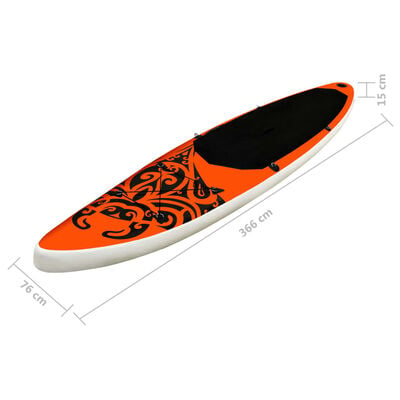 vidaXL oppusteligt paddleboardsæt 366x76x15 orange