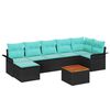 vidaXL Havesofa S&aelig;t med opbevaring 8 pcs Sort og turkis polyrattan