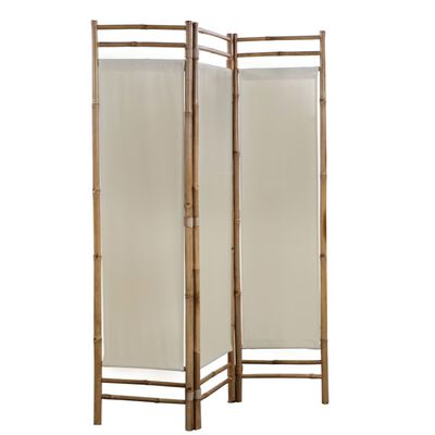 vidaXL foldbar 3-panels rumdeler bambus og kanvas 120 cm