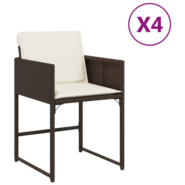 vidaXL havestole 4 stk. med hynder polyrattan brun