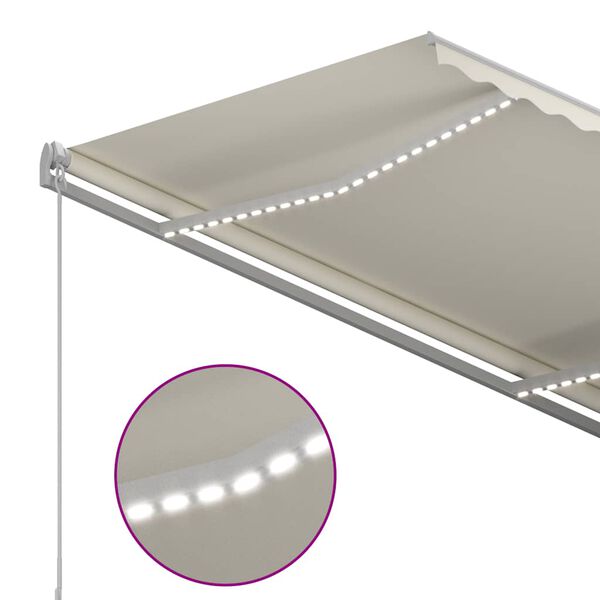 vidaXL markise m. LED-lys + vindsensor 3x2,5 m automatisk cremefarvet