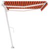 vidaXL markise m. LED+vindsensor 450x300 cm automatisk orange/brun