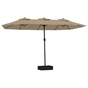 vidaXL parasol m. dobbelt parasoldug 449x265 cm gr&aring;brun