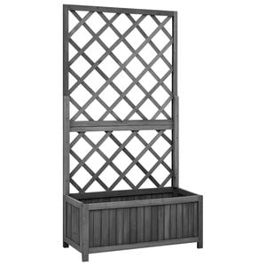 vidaXL plantekasse med espalier 70x30x135 cm massivt fyrretr&aelig; sort