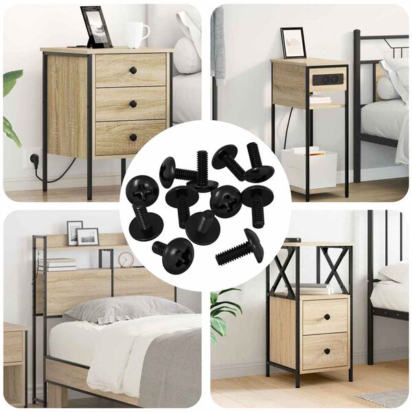 vidaXL Sleeve skruer 12 pcs Sort M4 x 10 mm Jern