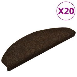 vidaXL trappem&aring;tter selvkl&aelig;bende 20 stk. 65x21x4 cm brune halvrunde store