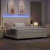 vidaXL LED Box Spring Bed Creme og hvid 200 x 200 cm Velourstof