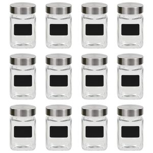 vidaXL opbevaringsglas med etiket 12 stk. 300 ml