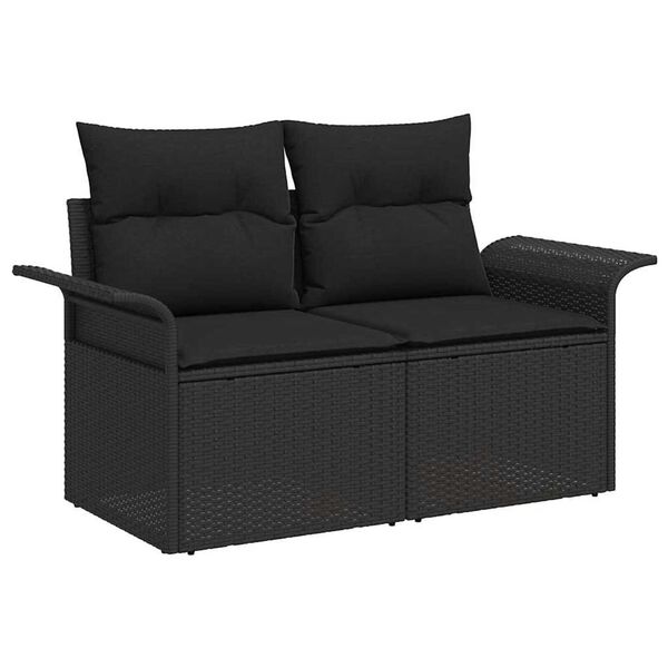 vidaXL Havesofa Sæt med opbevaring 5 pcs Sort Poly rattan