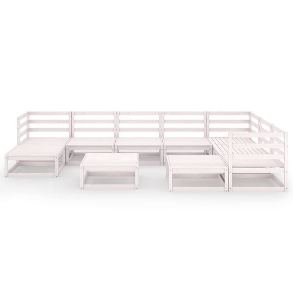 vidaXL lounges&aelig;t til haven 10 dele massivt fyrretr&aelig; hvid