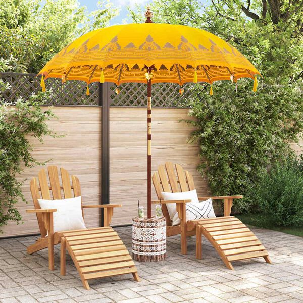 vidaXL Balinesisk parasol med base Gul 215 x 215 x 260 cm