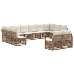 vidaXL Havesofa S&aelig;t 12 stk. Beige polyrattan