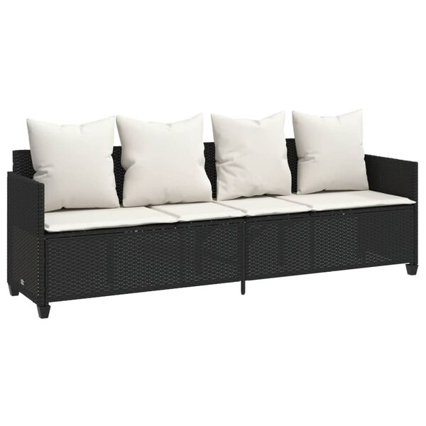 vidaXL loungesofa med hynder polyrattan sort