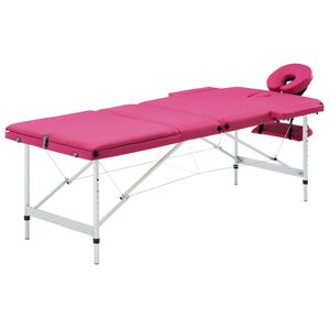 vidaXL sammenfoldeligt massagebord aluminiumsstel 3 zoner lyser&oslash;d