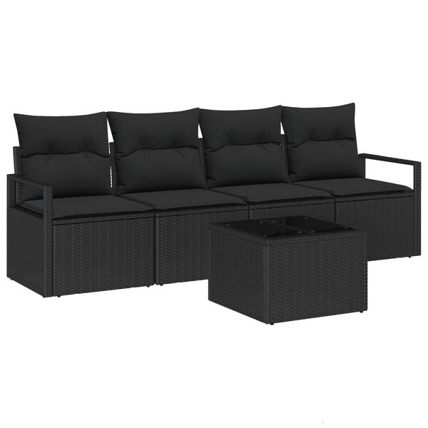 vidaXL Sofa Sæt 5 pcs Sort polyrattan