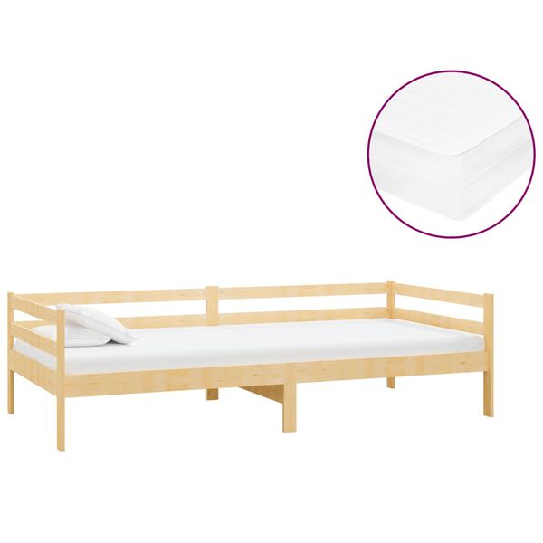vidaXL daybed med madras 90x200 cm massivt fyrretræ