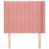 vidaXL sengegavl med kanter 83x16x118/128 cm fløjl lyserød