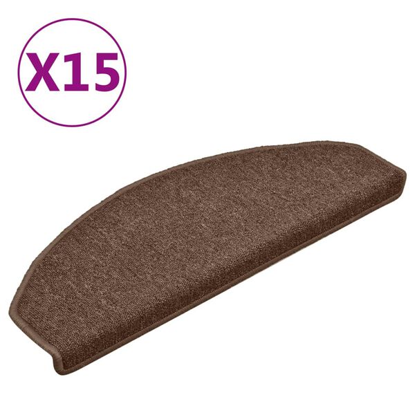 vidaXL trappem&aring;tter 15 stk. 65x24x4 cm brune halvrund store