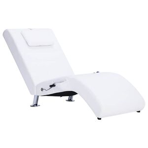 vidaXL chaiselong med massagefunktion og pude kunstl&aelig;der hvid