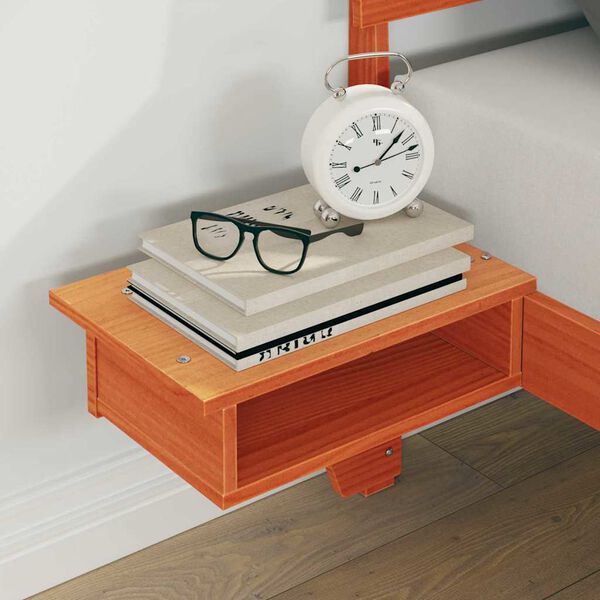 vidaXL Sengestel med hovedg&aelig;rde Voks brun 140 x 190 cm Massiv fyrretr&aelig;