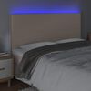vidaXL sengegavl med LED-lys 200x5x118/128 cm kunstl&aelig;der cappuccino
